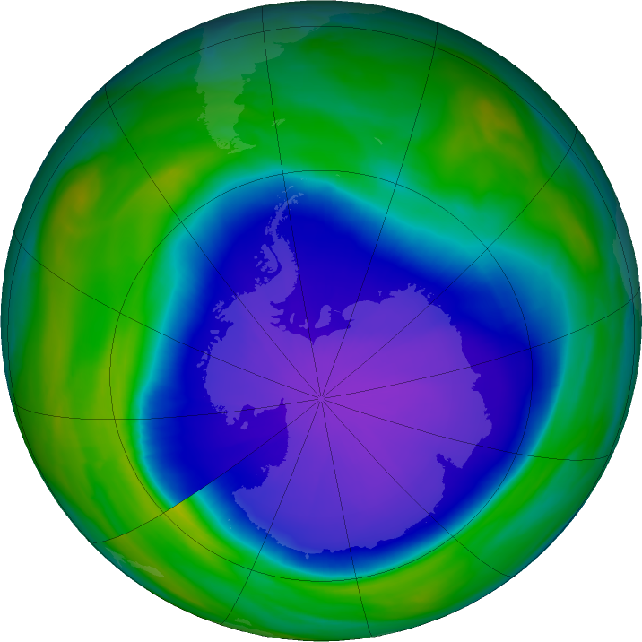 Antarctic ozone map for 30 September 2022
